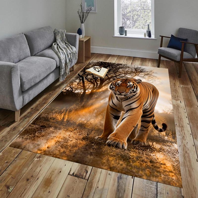 Tiger Print Pattern Area Rug, Office Carpet Indoor Outdoor Entrance Doormat, Non-Slip Soft And Comfortable, Living Room, c122037