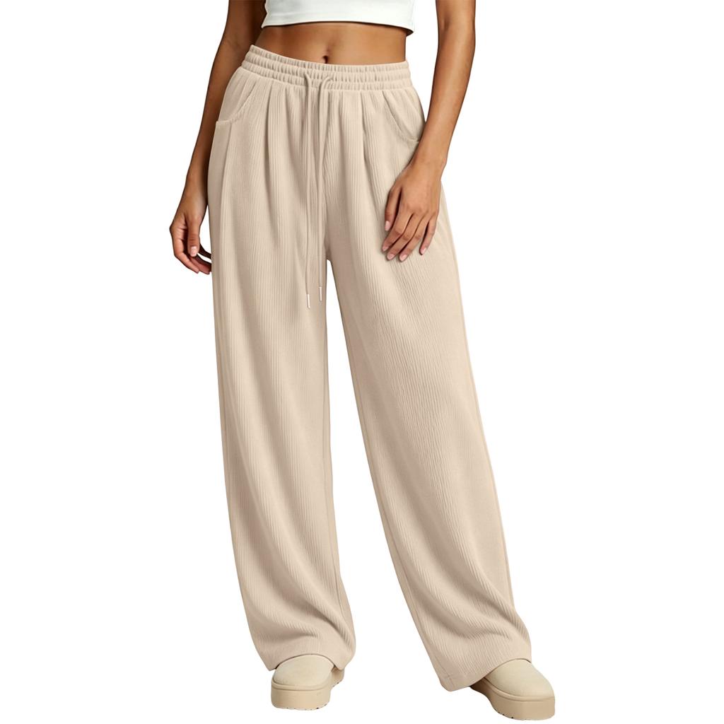 Women's Corduroy Pants Loose Fit Flowy High Waisted Casual Trousers for Everyday Wear