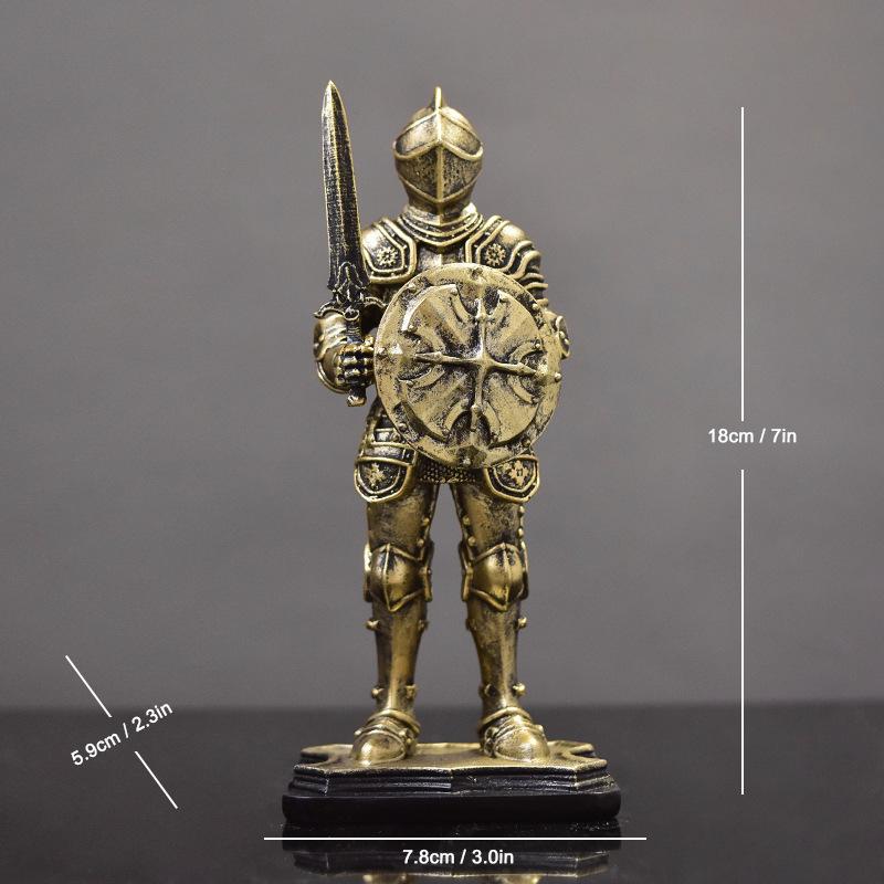 Nordic Victory Knight Resin Figurine: High-End Vintage Office Decor