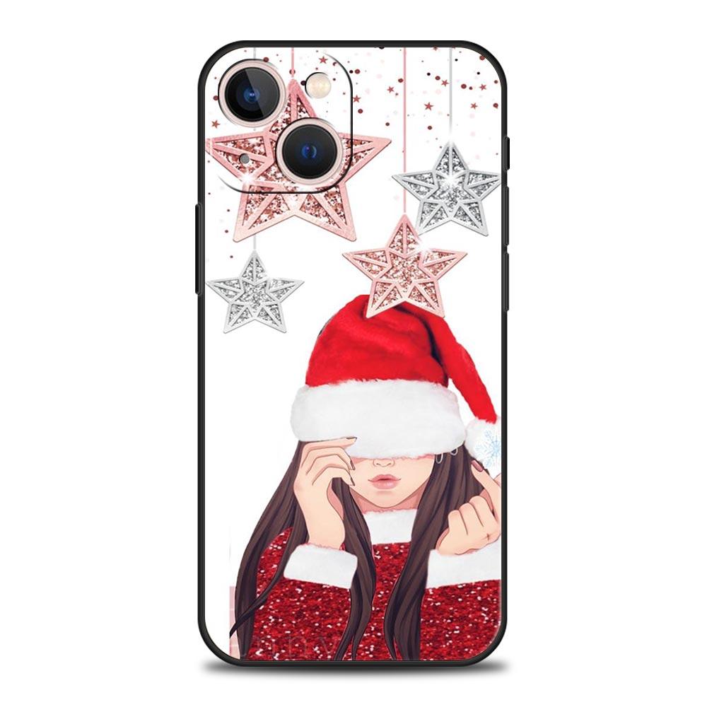 Christmas Graphic Printed Luxury Phone Case For iPhone 13 15 14 12 Mini 11 Pro MAX XR X SE XS 7 8 Plus Silicone Black Cover