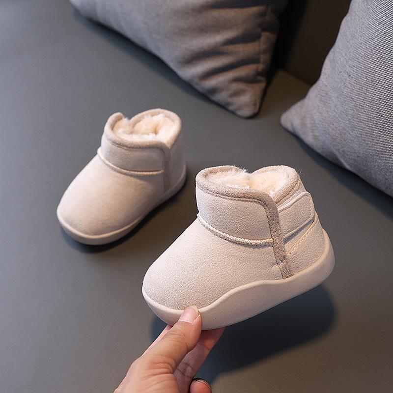 Children Shoes Simple Plush Warm Cotton Shoes Daily Antiskid Thick Soft Sole Girl Casual Snow Boots Boy Winter Sneakers