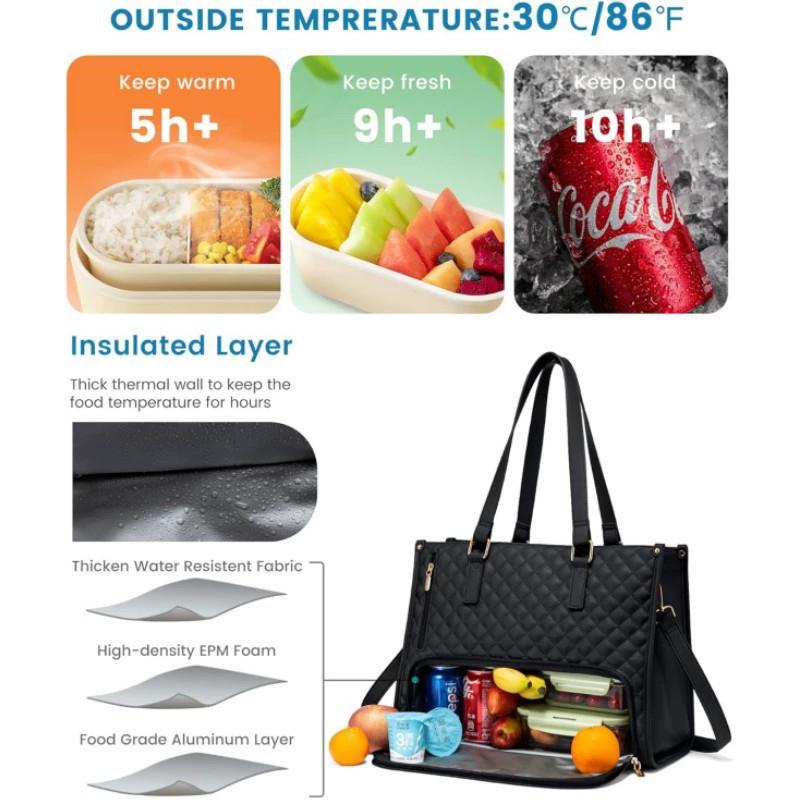 Urban Minimalist Pu Tote Bag With Insulated Lunch Box And Laptop Storage For Daily Use