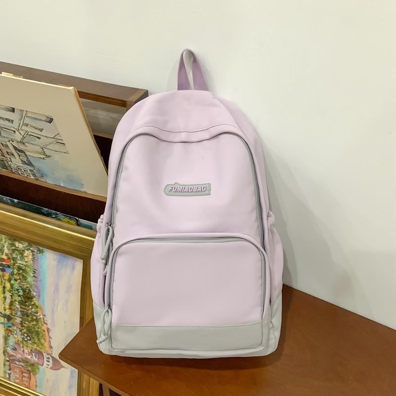 Lightweight Large Capacity Student Schoolbag Women Color Block Backpack
