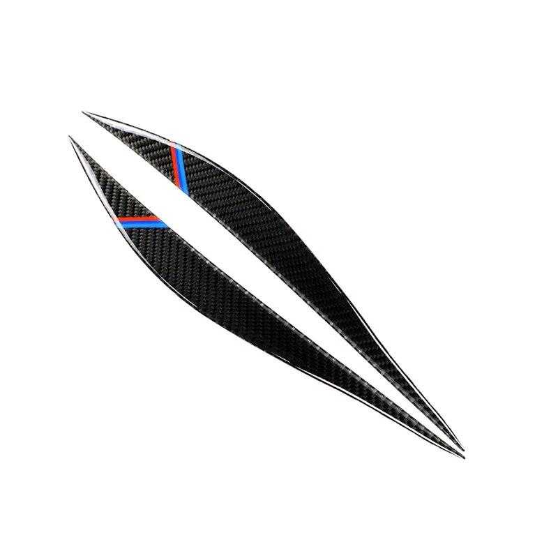 2PCS Carbon Fiber Car Front Scheinwerfer Augenbrauen Lampe Streifen Dekorative Aufkleber Für BMW 3 Serie F30 2013-15 außen Zubehör