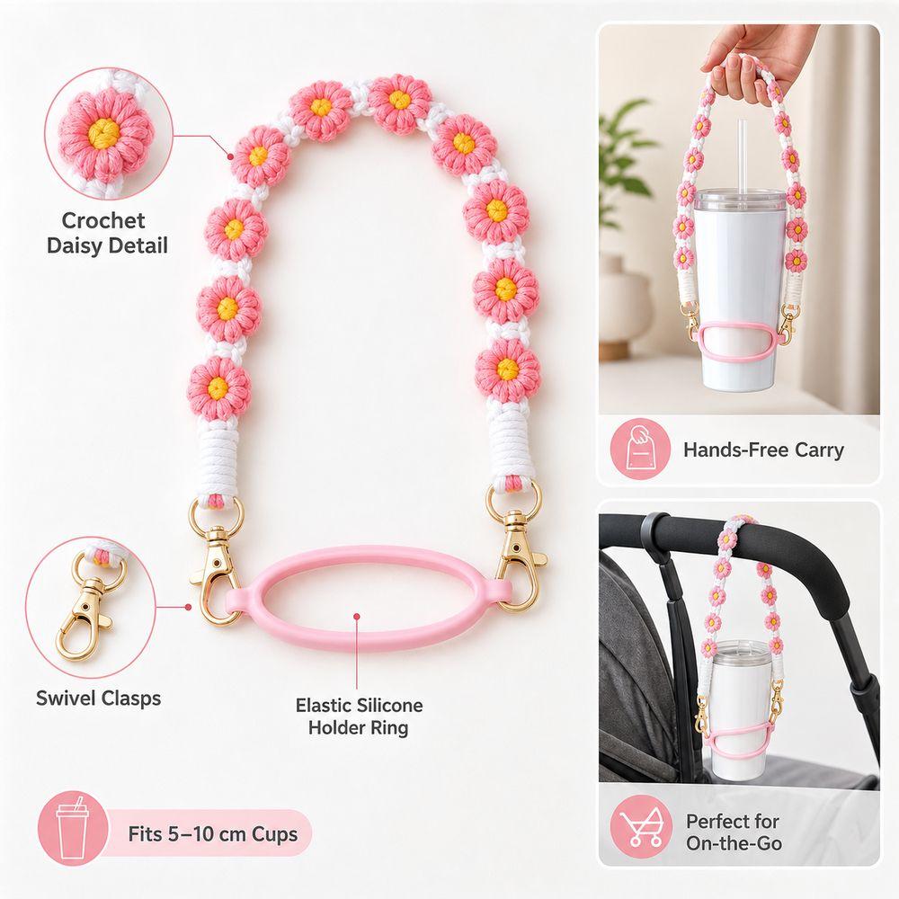 Silicone Cup Carrier Strap Polyester Water Bottle Strap Portable Tumbler Carrying Strap Walking