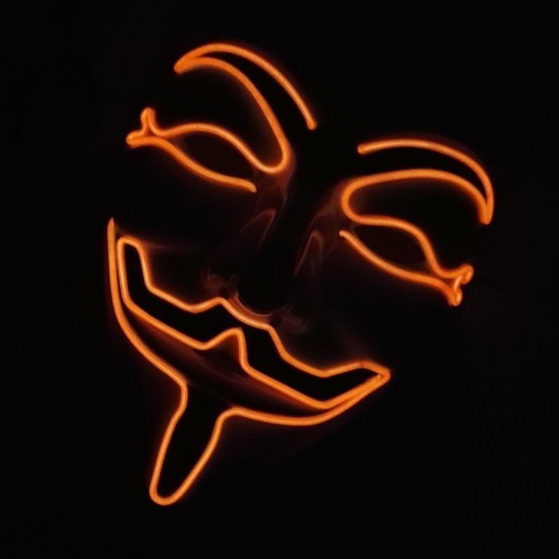 Halloween Glowing V Mask EL Wire Neon Light Up Anonymous Mask Cosplay Horror Luminous Mask for Man Women Haunted House Props