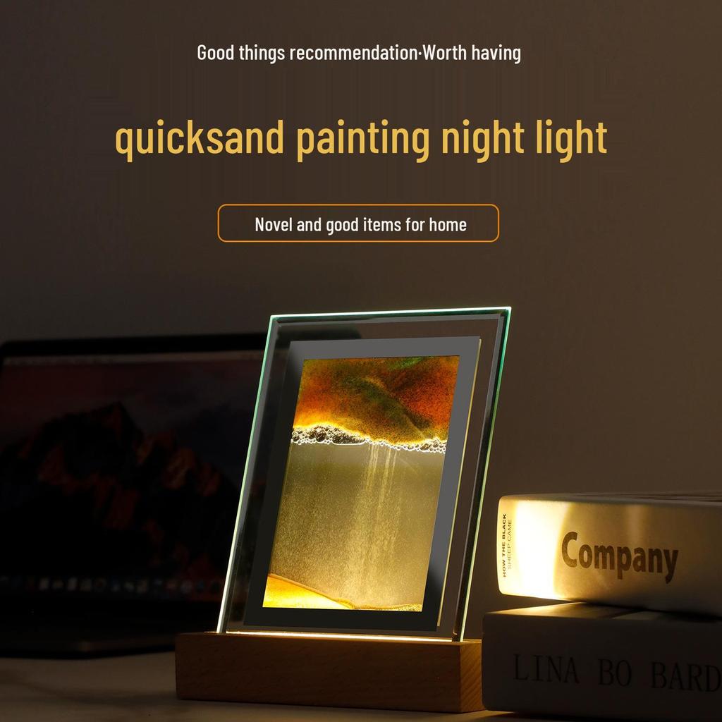 Quicksand Painting Night Light: Creative USB Atmosphere Decor for Living Room, Bedroom, Office