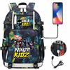 Print Kids Backpack with USB Charging Port, Teenagers School Bookbag, Lightweight Travel Daypack with Headphone Jack Anti-Theft Design