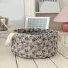 Large Capacity Floral Storage Basket Cotton with Handle Flower Pattern Storage Basket Collapsible Laundry Hampers Bedroom