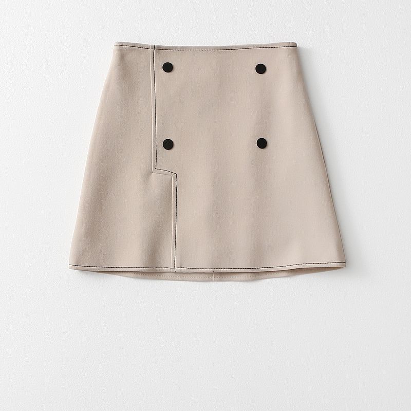 

Double Breasted Decorative High Quality Cabinet Single High Waist Skirt Small Girl Skirt Black S