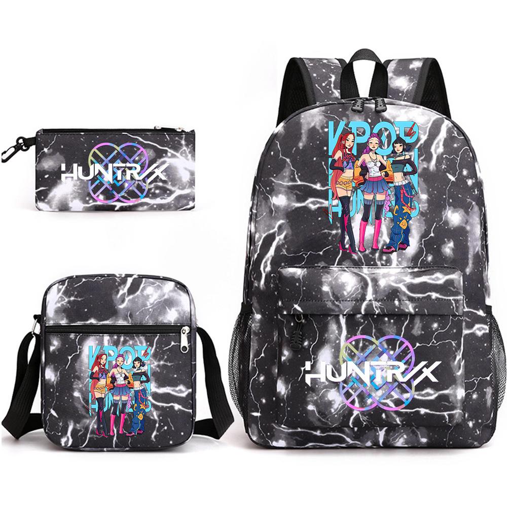 3Pcs/set Cute Cartoon Printed Backpack with Shoulder Bag Pencil Case for Teenager Student Boy Girl School Bag Large Capacity Bookbag Kid Gift