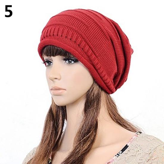 Women Autumn Fashion Hip Hop Cap Winter Warm Casual Pleated Crochet Beanie Hat