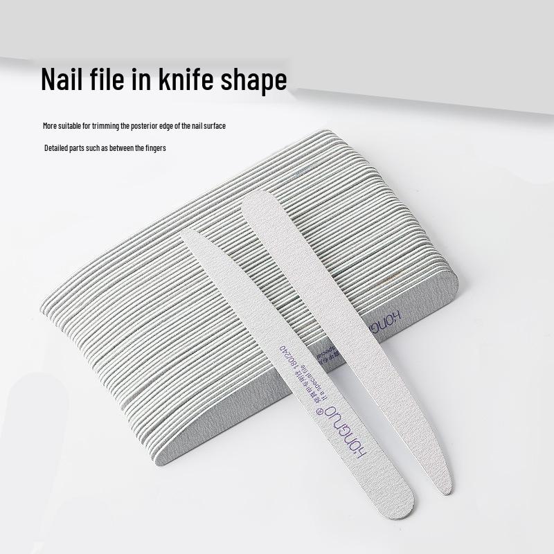 Nail Art Ultra-Thin 180/240 Grit File for Natural Nails - Knife-Shaped Wooden Buffing Tool