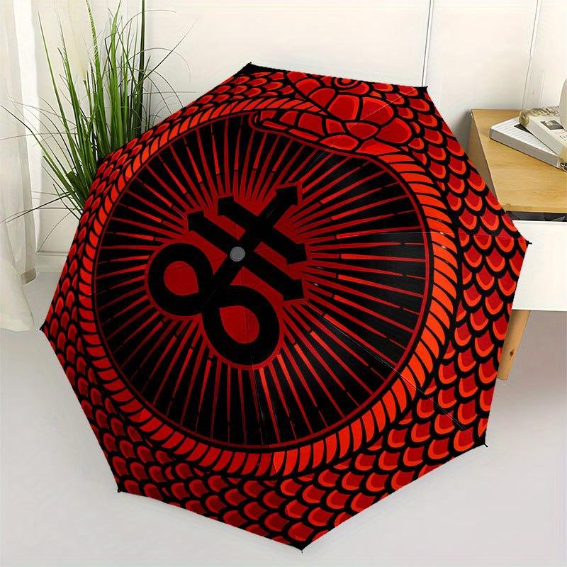 

Red Serpent Circle Symbol Sticker DecalUmbrella with Cute Design, Portable 3-Fold Compact Umbrella for Men & Women, Valentine s Day Mother s Day Hallo