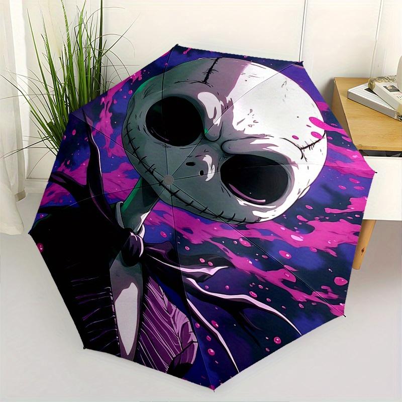 

1 Auto Open Jack Skellington, Nightmare Before Christmas Themed Colorful 8-rib Portable Umbrella for Men and Women, A Compact Commuting Comp