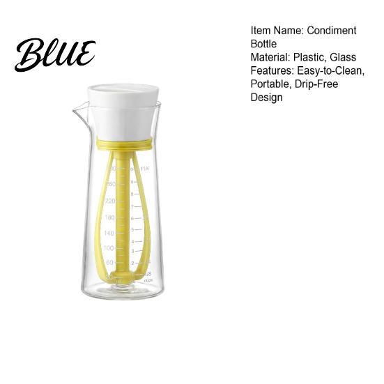 Salad Dressing Blender Glass Oil Dispenser with Built-In Mixer Leak-Proof Quick Bottle Easy-Clean Dishwasher Safe Condiment for Kitchen Grilling