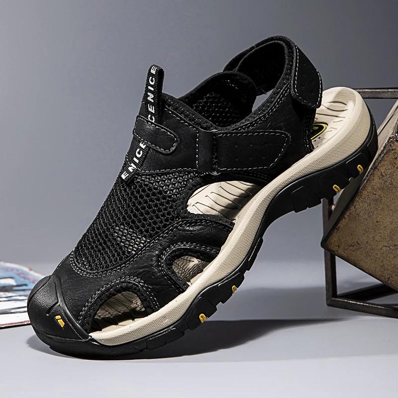 Fashion Breathable Men Walking Sandals Handmade Flats Casual Shoes All-match Men's Luxury Sandals Stylish Mens Hollow Out Loafers Hombre