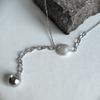 Silver Necklace with Natural Baroque Pearls, Item Weight 5.86 G (2187264)