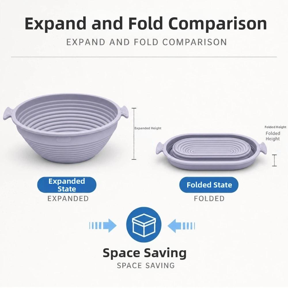 Heat-Resistant Foldable Bread Proofing Basket Silicone Bread Fermentation Basket  Oven Use