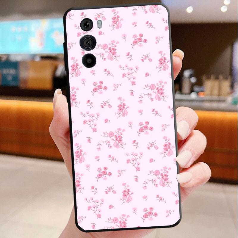 Phone Case For Motorola Edge 60 50 40 Pro 60 50 40 30 Ultra Neo Fusion Moto G Stylus G Pink Flower