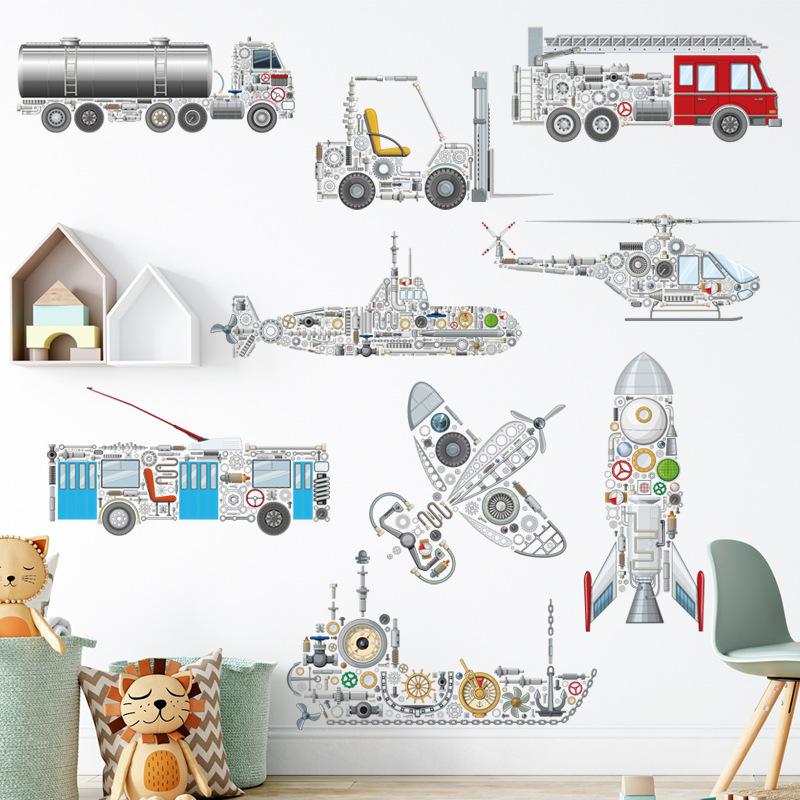 

Модная линия механических наклеек самолет яхта автомобиль украшение детской комнаты вертолет съемные настенные наклейки декор интерьера
