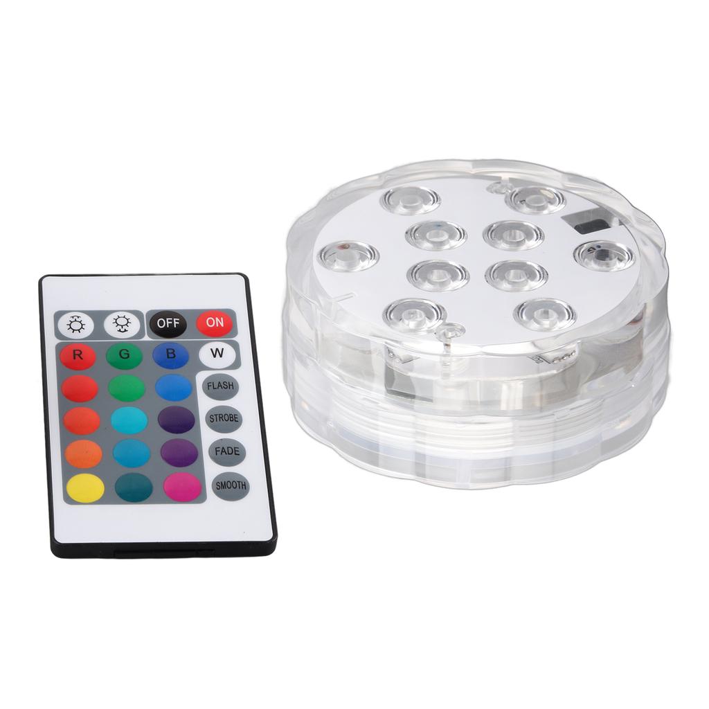 Submersible LED Lights IP68 Waterproof 10LEDs 16 Lighting Effects Battery Operated Spot Light with