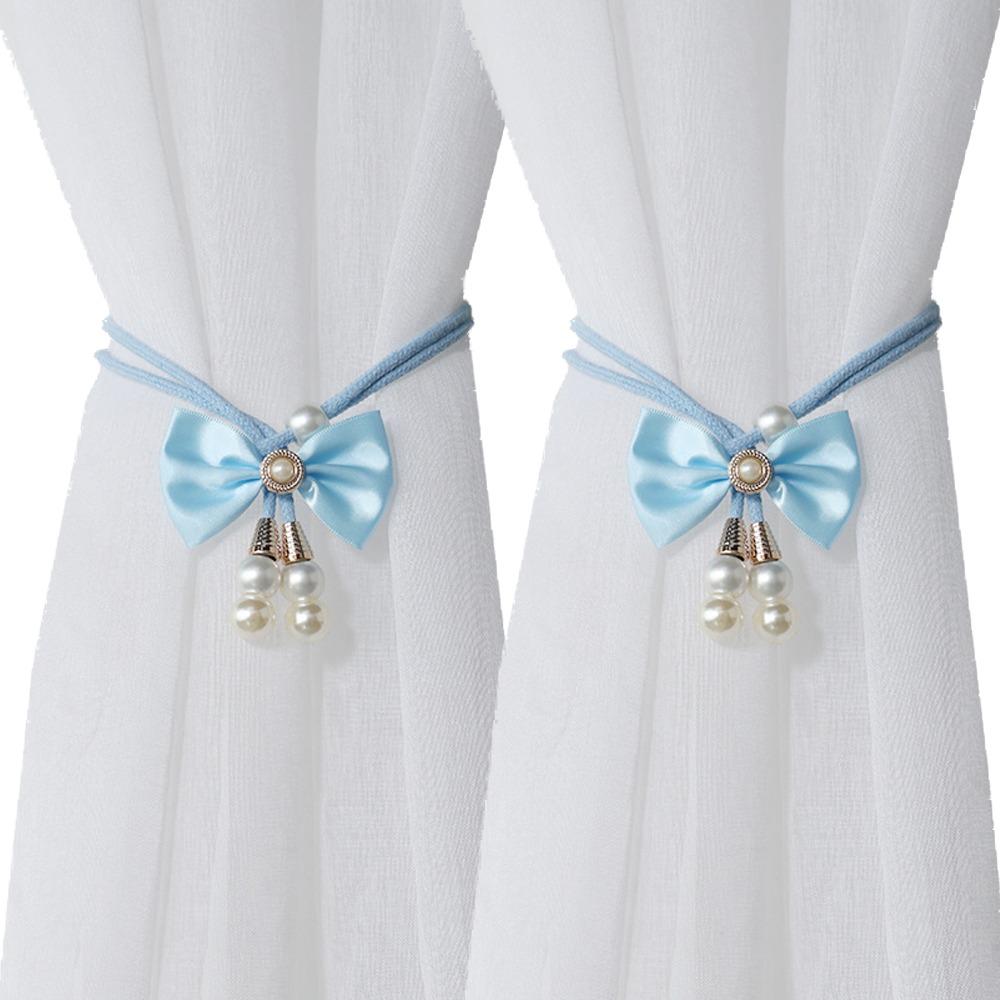 

2 PCS Pearl Bowknot Curtain Straps Elegant Bow Curtain Buckle Curtain Tieback Decoration