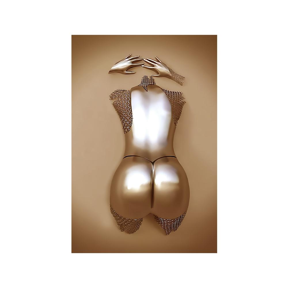 

3D современная металлическая фигурка, статуя, художественная картина на холсте, романтические абстрактные постеры и принты, настенные панно для гостиной, домашний декор 30x40cm