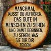 Vintage Metal Wall Art Round Sign German Quote Decor for Living Room