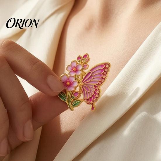 Floral Butterfly Brooch Enamel Flower Pin, Badge for Scarves Women, Inscet Shaped Pin Coats Sweaters