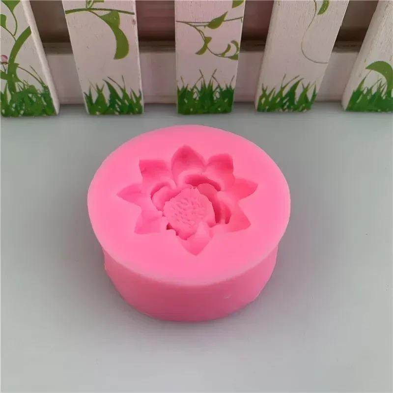 3D Lotus Flowers Silicone Mold DIY Aroma Candles Gypsum Ornaments Molds Handmade Soap Making Supplies Kitchen Baking Candy Mold
