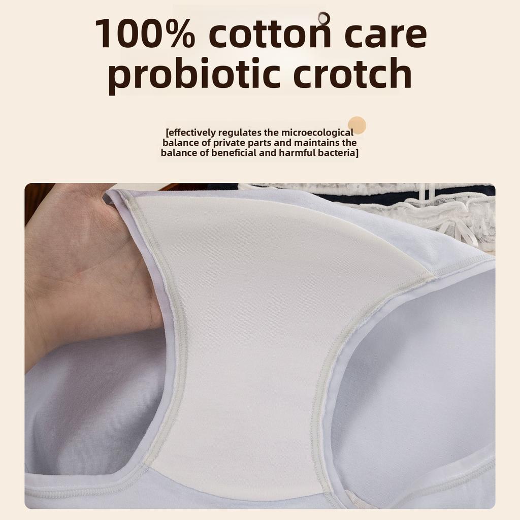 Ladies' Spring and Autumn New Pure Cotton Sexy Lace 10a Antibacterial Crotch Non Buttocks Underwear