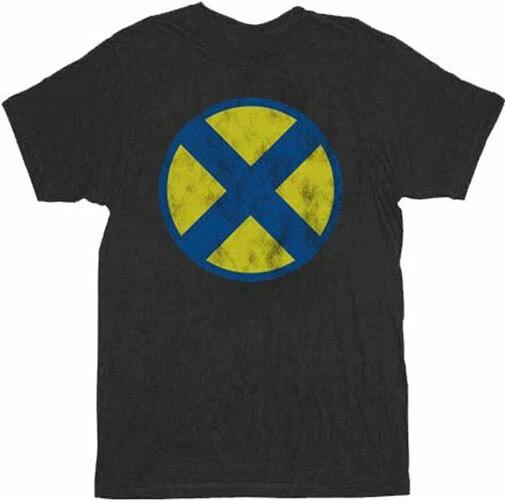 X-Men Distressed X Logo Black Adult 100% Cotton T-shirt Mens Tees Top 3XL