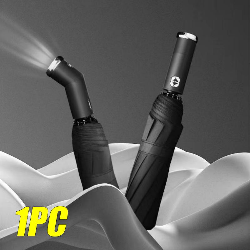 Rotating LED 10-bone Frame Contraction Automatic Umbrella Sunshade Umbrella Rain and Sunshine 2-in-1 Umbrella 3PCS Umbrella