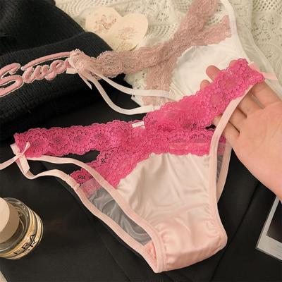 Abstinent Dopamine Lace Women's Low-Waist Cotton Crotch Color Block Bow Panties