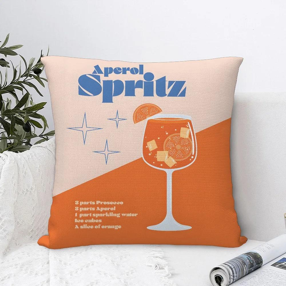 Home Decor Aperol Spritz Themed Decorative Pillow Covers Pattern Cushion Cover Suitable For Sofa Bedroom Car Pillow Cover