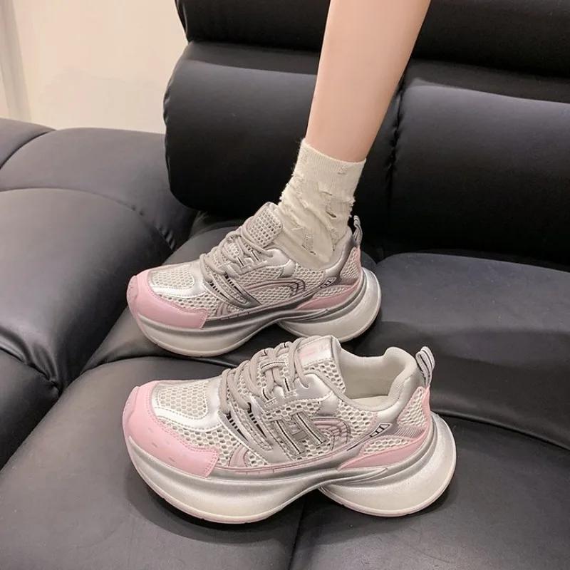 Mode Hohe Qualität Dicke Sohle Schnürschuhe Farblich passend Mode Alles Bequem Rutschfest Atmungsaktiv Sport Verschleißfest Damenschuhe