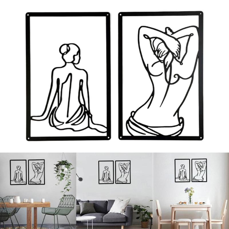 1Set Metal Minimalists Abstract Woman Wall  Line Drawing Wall Decors Single Line Female Home Hangings