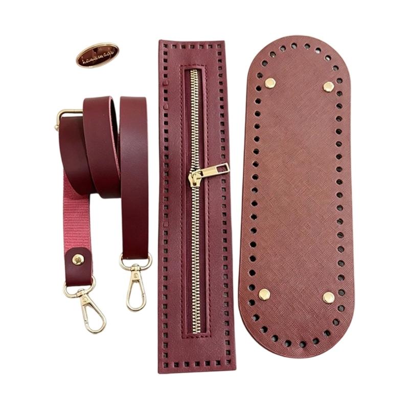 PU Bag Accessories Set Crochet Bag Bottom Shaper Pads Shoulder Strap For DIY Crafting And Fashionable Style Enhancement