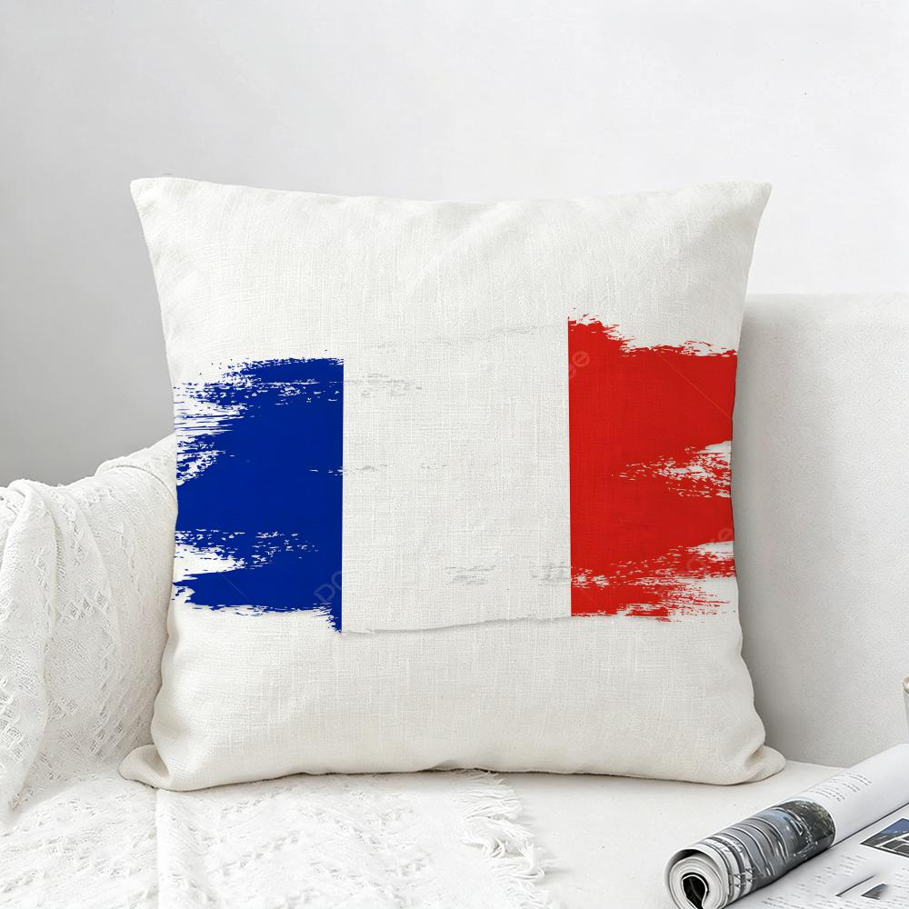 Flagge Frankreich Flagge Kissenbezug Natürliches Leinen Kissenbezug Set All-in-One Dekoration für Sofa Schlafzimmer Stuhl