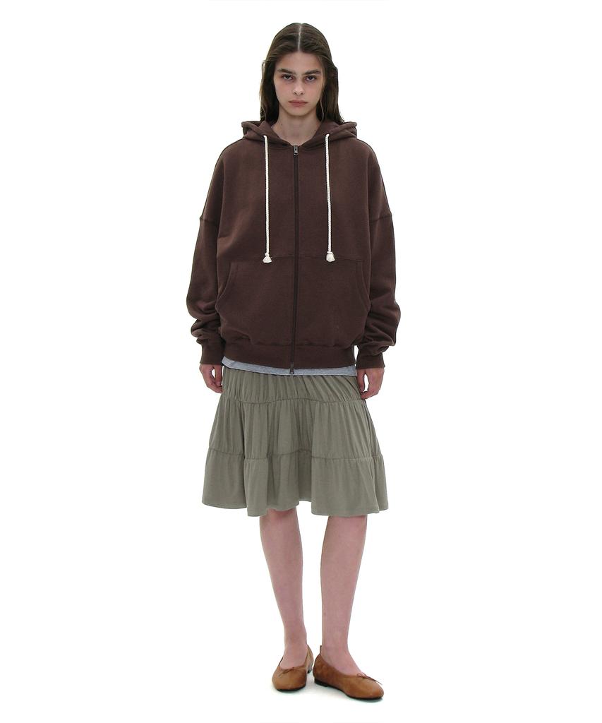 Partimento Woman Pwc Jersey Shirred Tiered Midi Skirt_Light Khaki