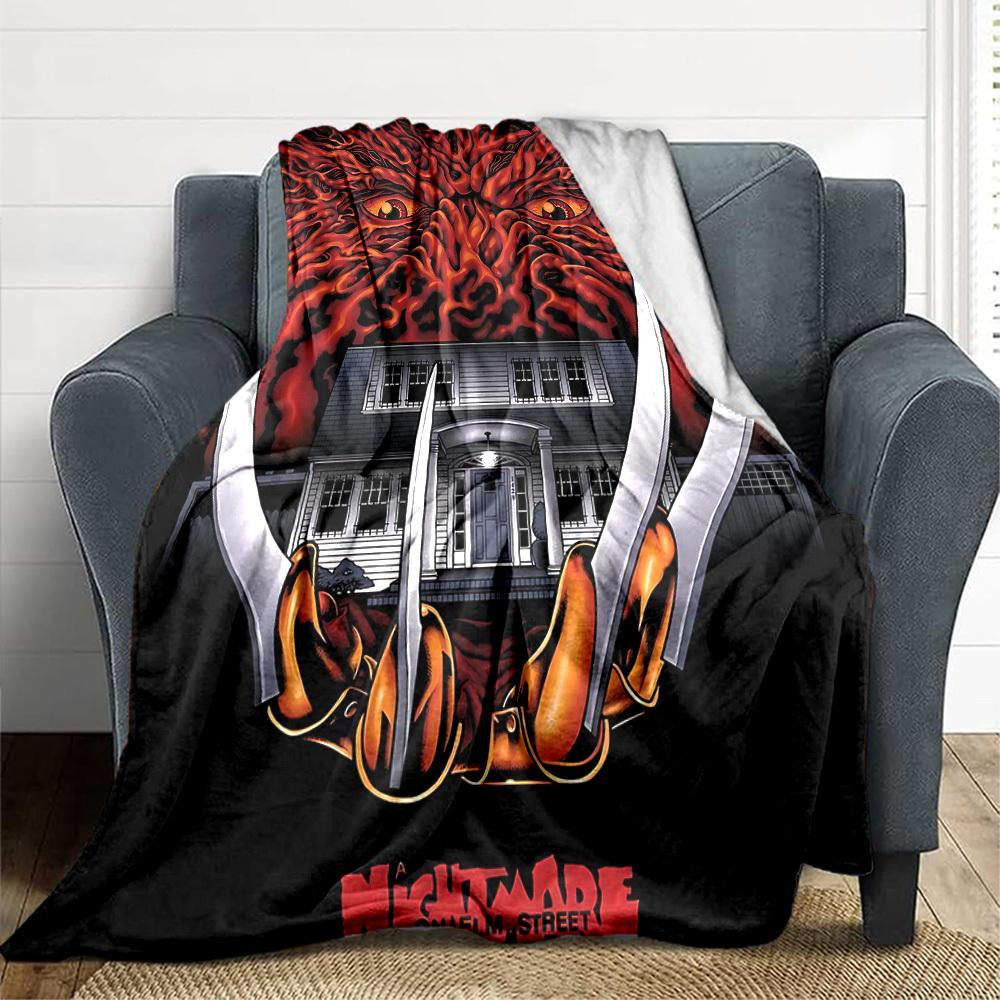 1pc A Nightmare On Elm Street Flannel Throw Blanket - HD Printed Lightweight Soft Warm All-Season Blanket for Sofa, Bed, Travel, Camping 081