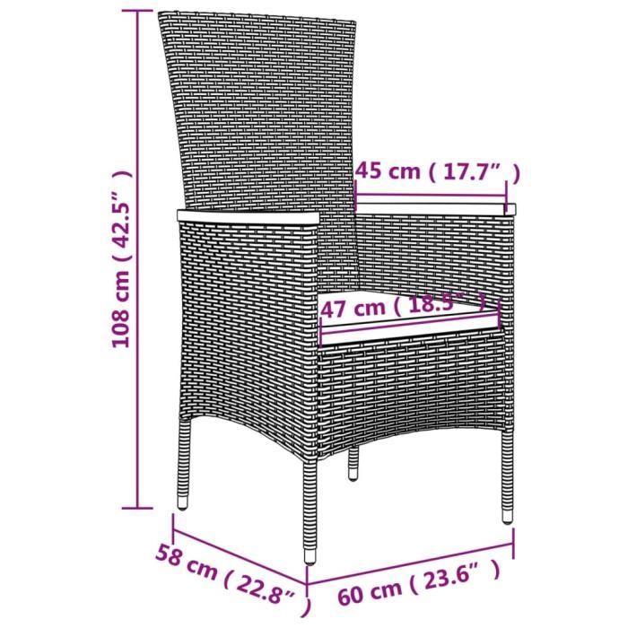 VidaXL Ensemble de salon de jardin 3 pcs noir poly rotin et acacia 3157648
