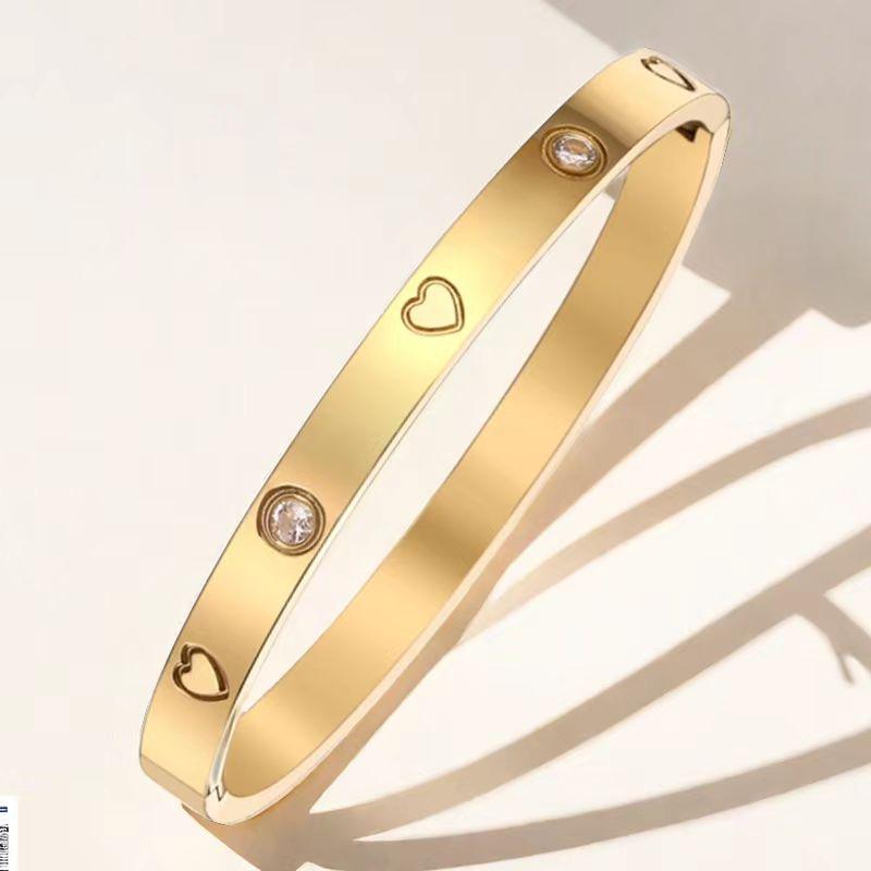 Women's Titanium Steel Bracelet with Inlaid Diamonds - Elegant Starry Design, Non-Fading, INS Style, High-End Full Diamond Bangle.