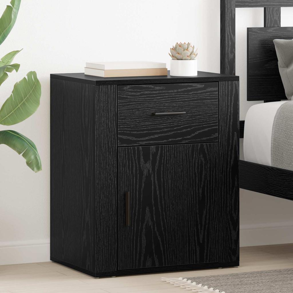 Nightstand Black Oak Effect 35 x 50 x 60 cm Engineered Wood