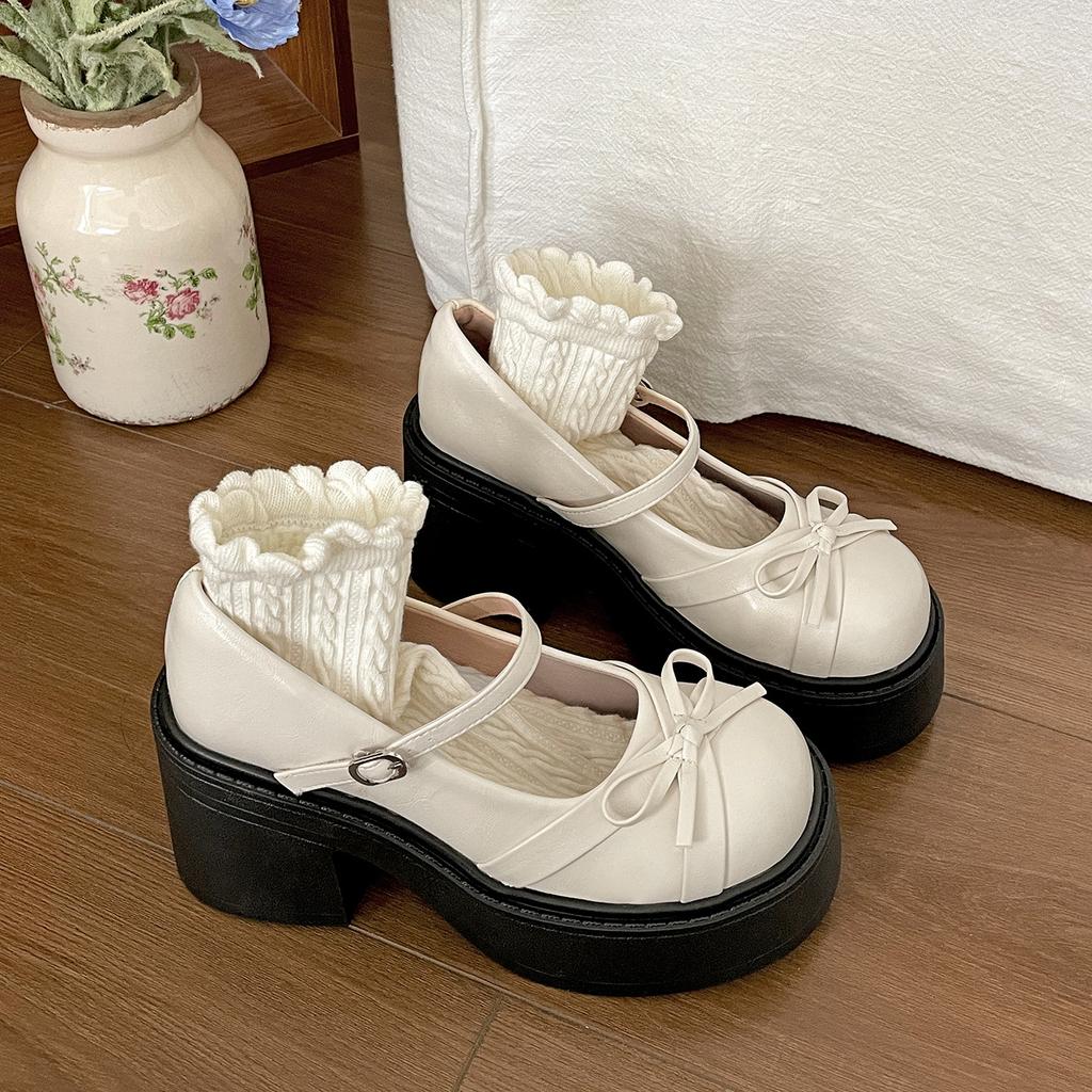 Retro Black British Style Thick High-heeled Small Leather Shoes Women's 2025 New Summer Skirt Versatile Mary Jane Single Shoes