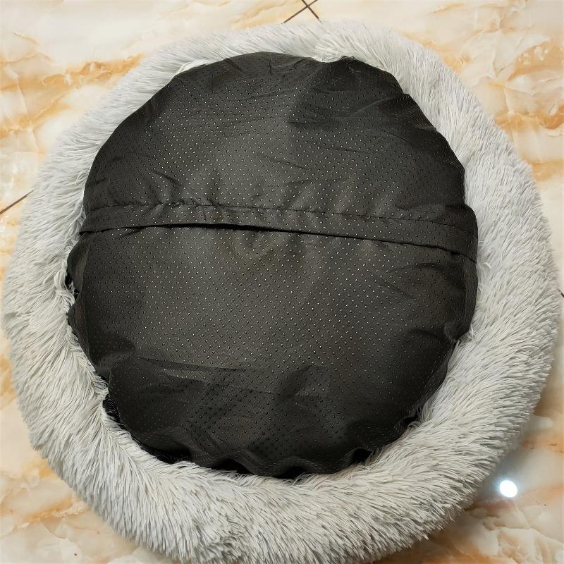 Washable Plush Round Dog Cat Bed Removable Cover Cozy Pet Mat for Deep Sleep Warm Pad
