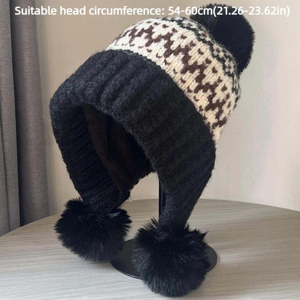 Thickened Bonnet Caps Warm Winter Hat with Pompon Fashion Women's Beanies Autumn Winter
