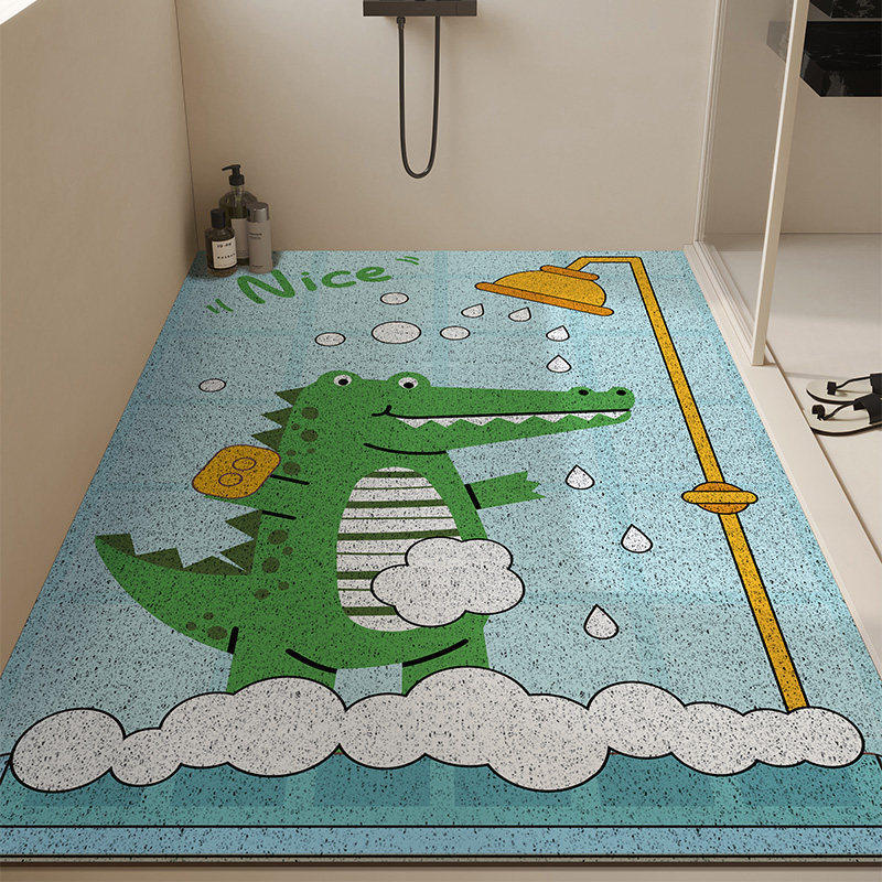 Bathroom Floor Mat Cartoon Wind Silk Ring Non-Slip Mat Shower For The Elderly And Children Bath Floor Mat Anti-Drop Mat Can Be