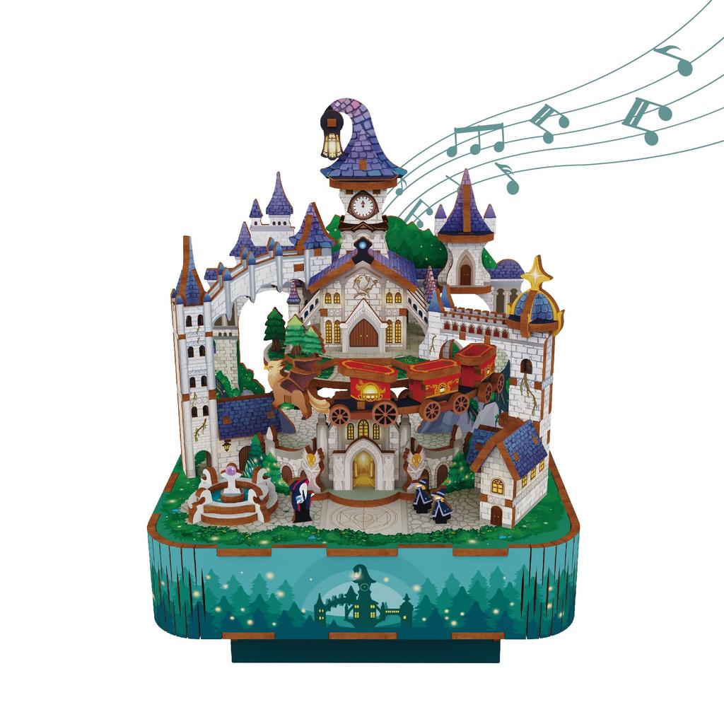 Tonecheer Music 3D Wooden DIY Music Assembly Rotating Music Box with Clockwork and Wood Birthday Gift for Girls and Adults Box, Puzzle, Box, Required,